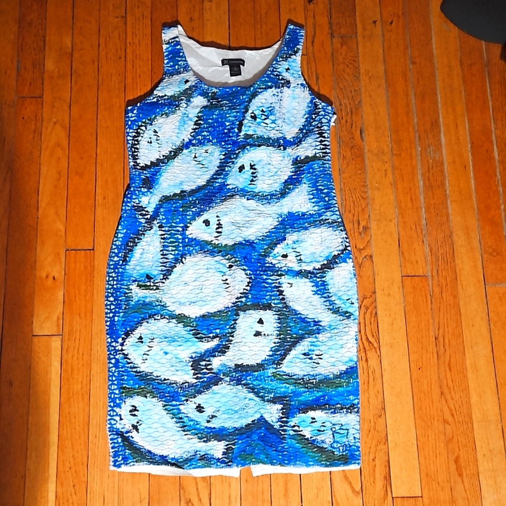 INC International Concepts Hand-Painted Dress with Fish Design, size 12